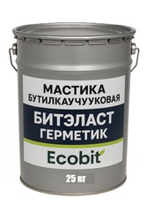 Мастика бутилкаучуковая ведро 25, 0 кг БИТЭЛАСТ - ГЕРМЕТИК Ecobit